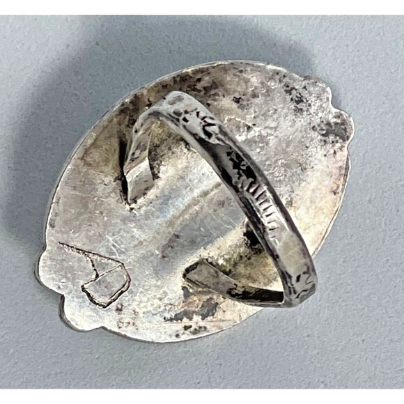 Turquoise Navajo Native Silver Ring Signed AD Size 9 weighs 12.14 gr Gem Stone - Picture 10 of 15
